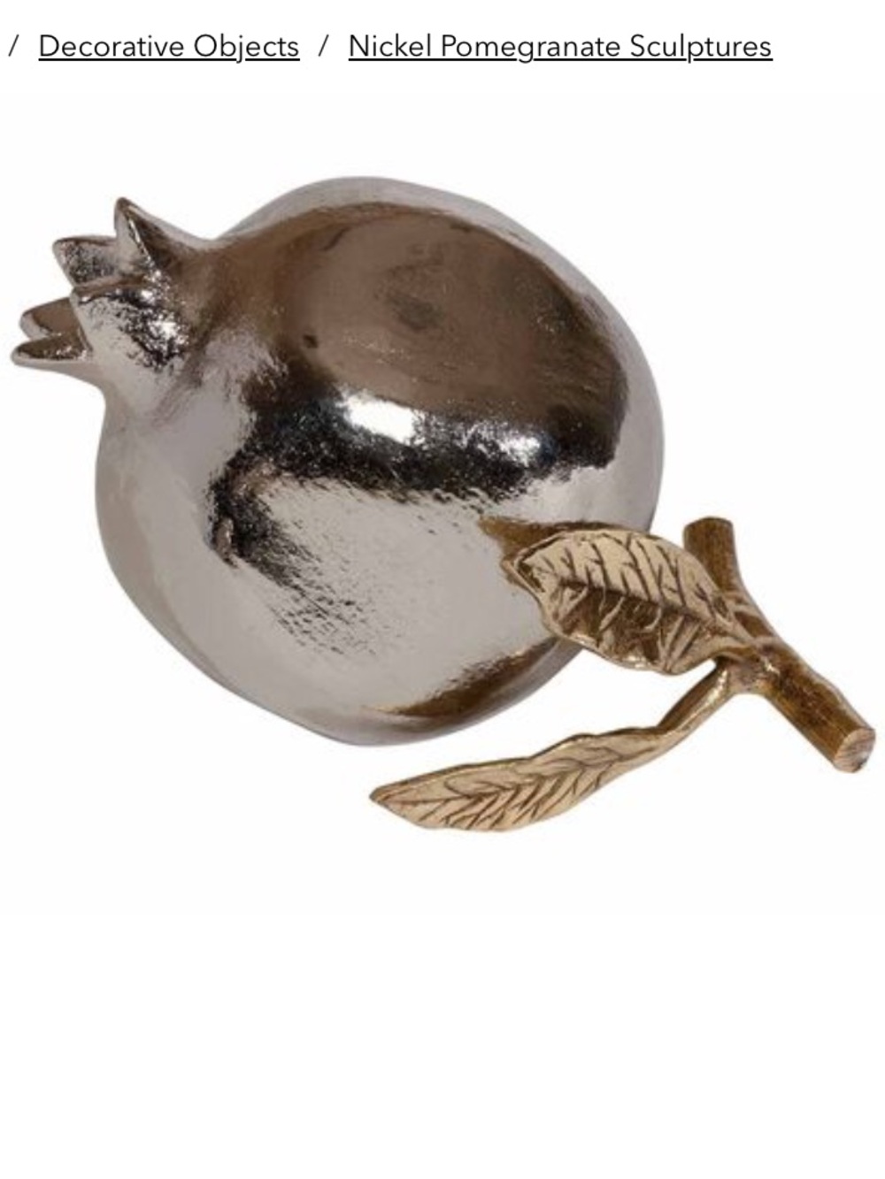 Ethan Allen Nickel Pomegranate Sculpture Gold Stem Table Decor Tablescape Large